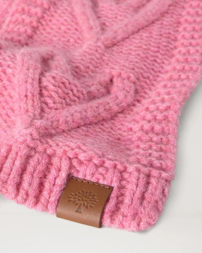 Cable Knitted Heart Scarf Rhubarb Lambswool Women Cable Knitted Heart Scarf Rhubarb Lambswool Women