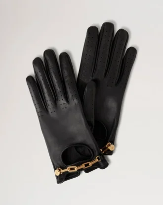 Chain Driving Gloves Black Nappa Women Chain Driving Gloves Black Nappa Women