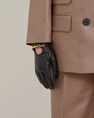 Chain Driving Gloves Black Nappa Women Chain Driving Gloves Black Nappa Women