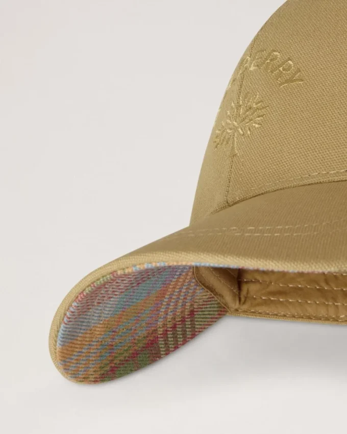 Check Lined Baseball Cap Camel Cotton Men Check Lined Baseball Cap Camel Cotton Men