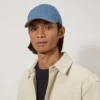 Check Lined Baseball Cap Denim Cotton Men Check Lined Baseball Cap Denim Cotton Men