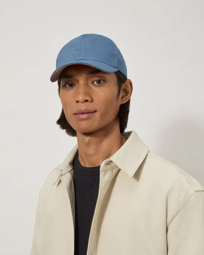Check Lined Baseball Cap Denim Cotton Men Check Lined Baseball Cap Denim Cotton Men