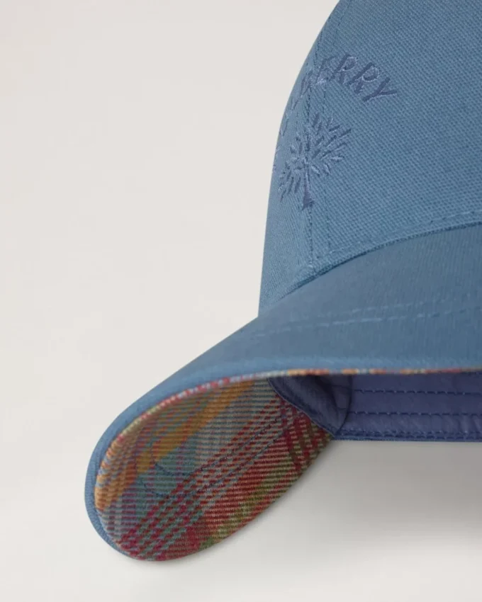 Check Lined Baseball Cap Denim Cotton Men Check Lined Baseball Cap Denim Cotton Men