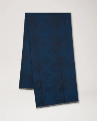 Check & Tree Rectangular Scarf Night Sky Wool Blend Check & Tree Rectangular Scarf Night Sky Wool Blend