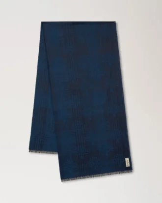 Check & Tree Rectangular Scarf Night Sky Wool Blend Check & Tree Rectangular Scarf Night Sky Wool Blend