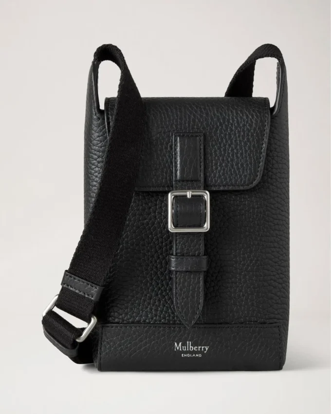 Chiltern Phone Pouch Black Small Classic Grain Men Chiltern Phone Pouch Black Small Classic Grain Men