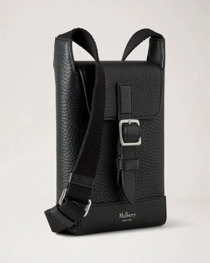 Chiltern Phone Pouch Black Small Classic Grain Men Chiltern Phone Pouch Black Small Classic Grain Men
