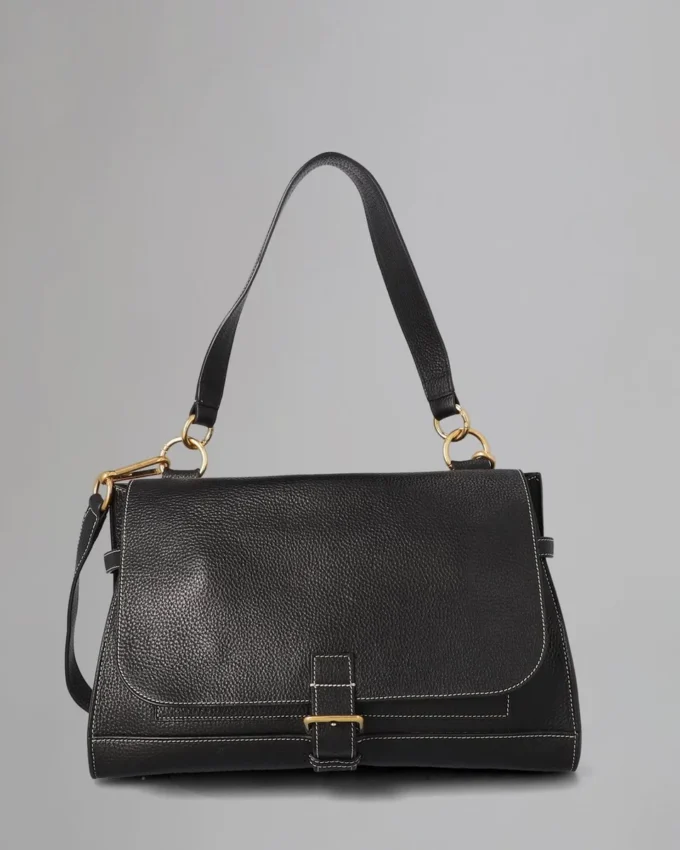 Chiltern Satchel Pre-Loved Black Grain Vegetable Tanned Chiltern Satchel Pre-Loved Black Grain Vegetable Tanned