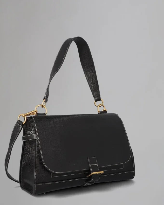 Chiltern Satchel Pre-Loved Black Grain Vegetable Tanned Chiltern Satchel Pre-Loved Black Grain Vegetable Tanned