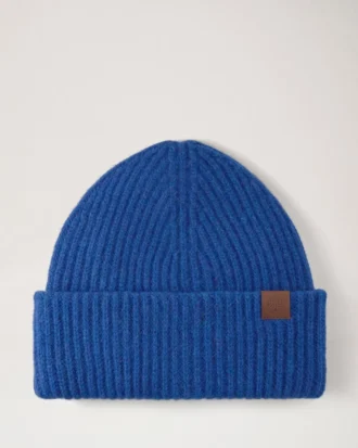 Chunky Ribbed Beanie Cobalt Blue Lambswool Men Chunky Ribbed Beanie Cobalt Blue Lambswool Men
