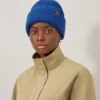Chunky Ribbed Beanie Cobalt Blue Lambswool Men
