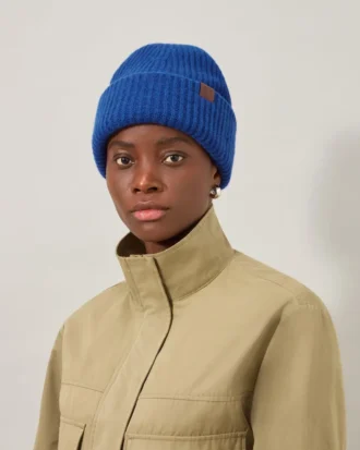 Chunky Ribbed Beanie Cobalt Blue Lambswool Men Chunky Ribbed Beanie Cobalt Blue Lambswool Men