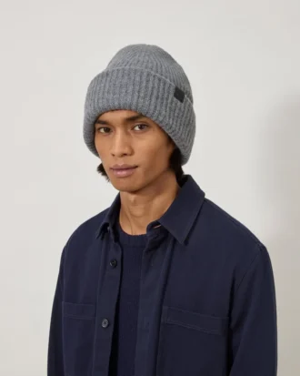 Chunky Ribbed Beanie Dark Grey Melange Lambswool Chunky Ribbed Beanie Dark Grey Melange Lambswool