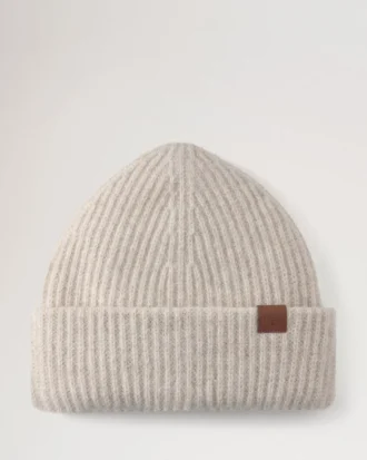 Chunky Ribbed Beanie Oat Lambswool Men Chunky Ribbed Beanie Oat Lambswool Men
