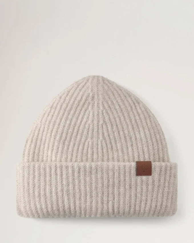 Chunky Ribbed Beanie Oat Lambswool Men
