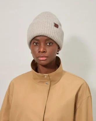 Chunky Ribbed Beanie Oat Lambswool Men Chunky Ribbed Beanie Oat Lambswool Men