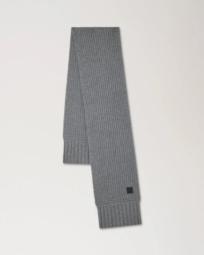 Chunky Ribbed Scarf Dark Grey Melange Lambswool Chunky Ribbed Scarf Dark Grey Melange Lambswool