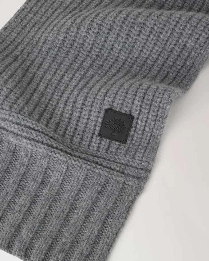 Chunky Ribbed Scarf Dark Grey Melange Lambswool Chunky Ribbed Scarf Dark Grey Melange Lambswool
