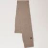 Chunky Ribbed Scarf Oat Lambswool Women Chunky Ribbed Scarf Oat Lambswool Women