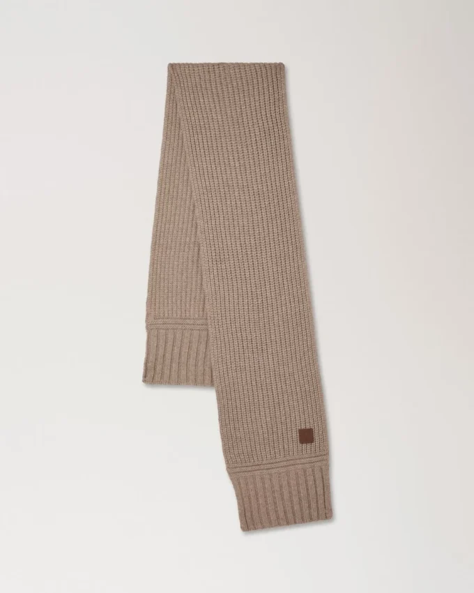 Chunky Ribbed Scarf Oat Lambswool Women Chunky Ribbed Scarf Oat Lambswool Women