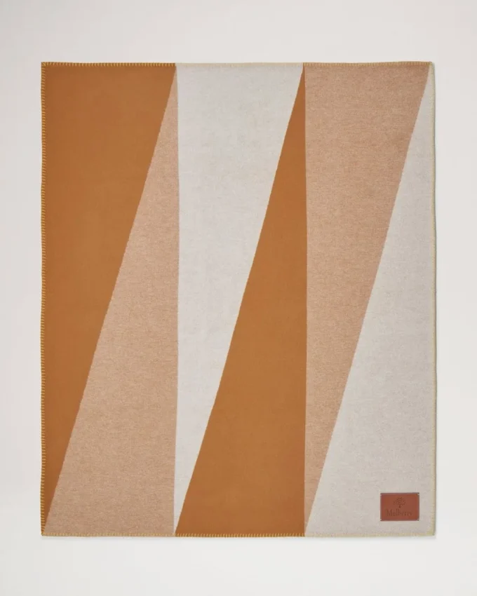 Colour Block Blanket Teak & Cream Lambswool Women Colour Block Blanket Teak & Cream Lambswool Women