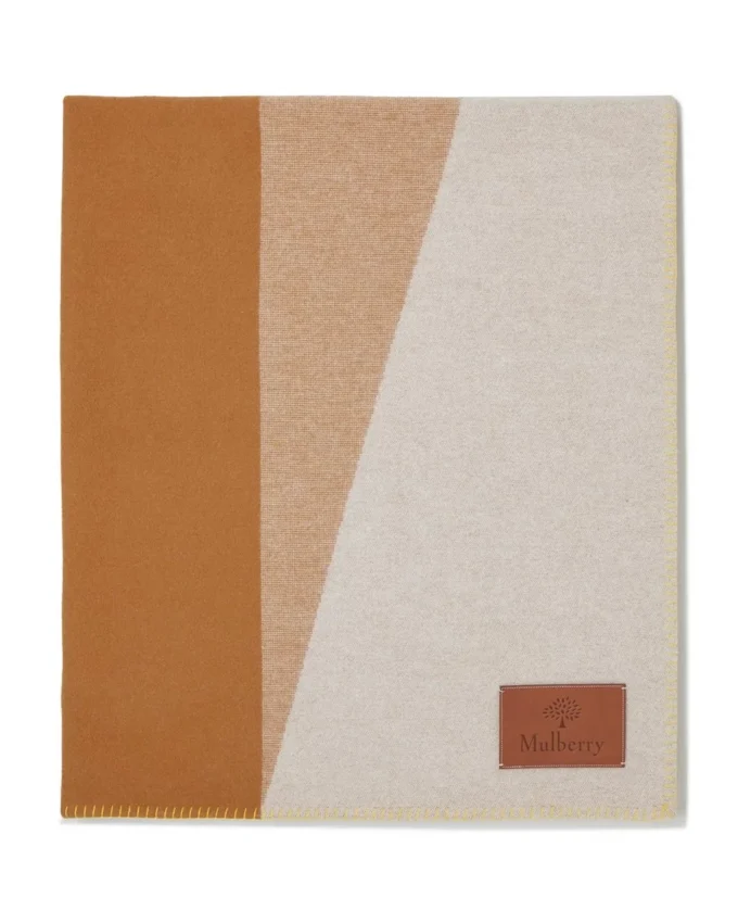 Colour Block Blanket Teak & Cream Lambswool Women Colour Block Blanket Teak & Cream Lambswool Women