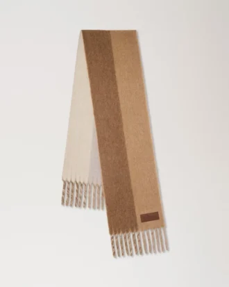 Colour Block Textured Scarf Camel & Eggshell Wool Blend Colour Block Textured Scarf Camel & Eggshell Wool Blend