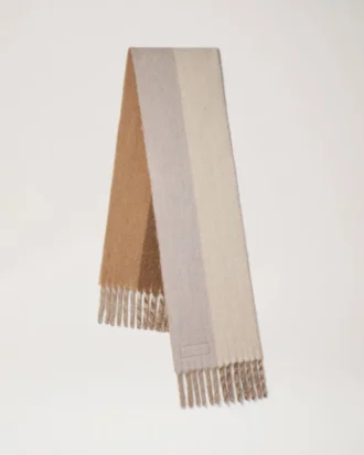 Colour Block Textured Scarf Camel & Eggshell Wool Blend Colour Block Textured Scarf Camel & Eggshell Wool Blend