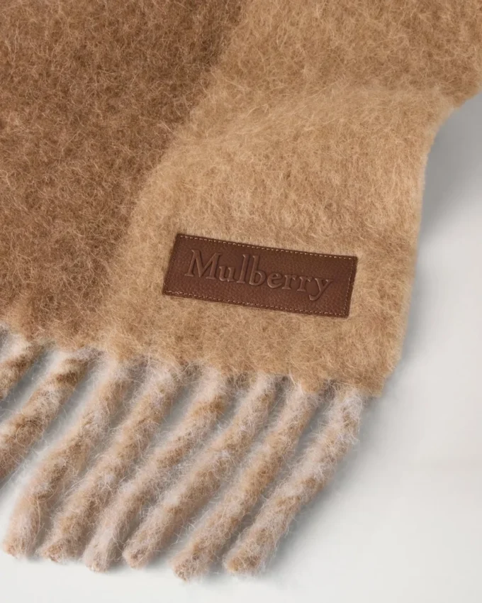 Colour Block Textured Scarf Camel & Eggshell Wool Blend Colour Block Textured Scarf Camel & Eggshell Wool Blend