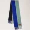 Colour Block Textured Scarf Ebony & Cobalt Blue Wool Blend Colour Block Textured Scarf Ebony & Cobalt Blue Wool Blend