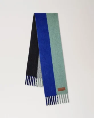 Colour Block Textured Scarf Ebony & Cobalt Blue Wool Blend Colour Block Textured Scarf Ebony & Cobalt Blue Wool Blend