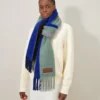 Colour Block Textured Scarf Ebony & Cobalt Blue Wool Blend Colour Block Textured Scarf Ebony & Cobalt Blue Wool Blend