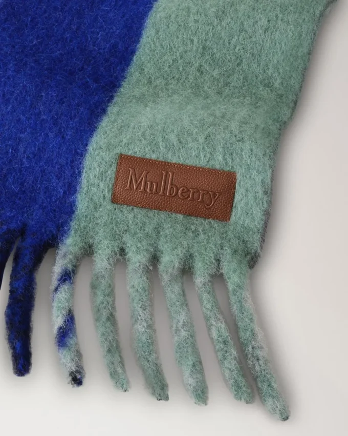 Colour Block Textured Scarf Ebony & Cobalt Blue Wool Blend Colour Block Textured Scarf Ebony & Cobalt Blue Wool Blend