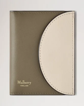 Compact Bifold Card Wallet Eggshell & Linen Green Micro Classic Grain