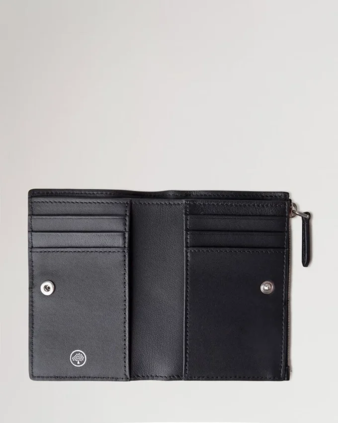 Continental Bifold Zipped Wallet Black Small Classic Grain Continental Bifold Zipped Wallet Black Small Classic Grain