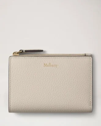 Continental Bifold Zipped Wallet Chalk Small Classic Grain