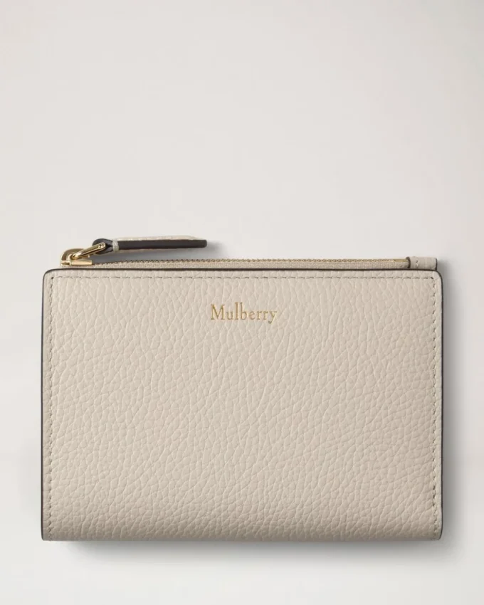 Continental Bifold Zipped Wallet Chalk Small Classic Grain Continental Bifold Zipped Wallet Chalk Small Classic Grain