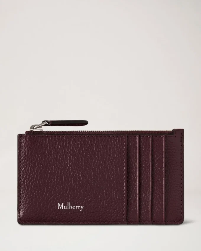 Continental Long Zipped Card Holder Black Cherry Small Classic Grain Continental Long Zipped Card Holder Black Cherry Small Classic Grain