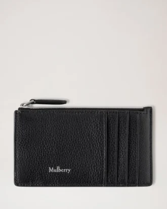 Continental Long Zipped Card Holder Black Small Classic Grain