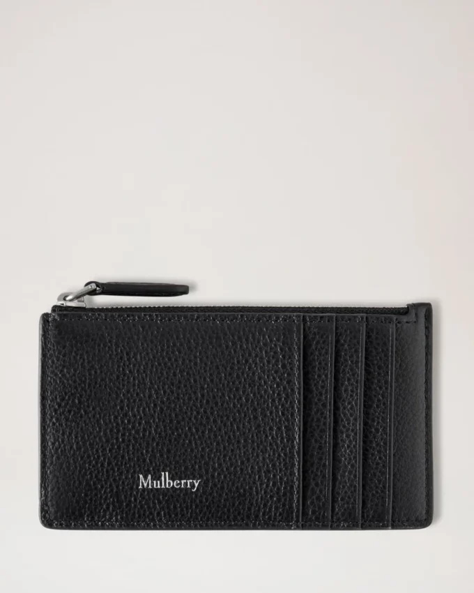 Continental Long Zipped Card Holder Black Small Classic Grain Continental Long Zipped Card Holder Black Small Classic Grain