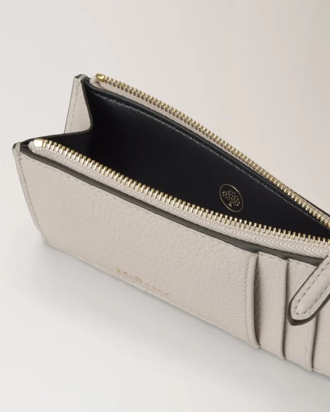 Continental Long Zipped Card Holder Chalk Small Classic Grain Continental Long Zipped Card Holder Chalk Small Classic Grain