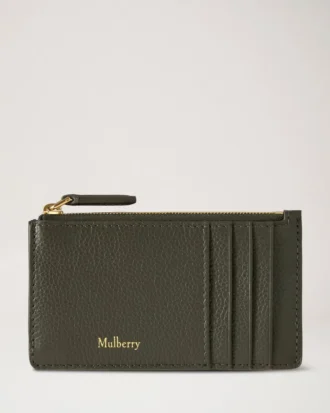 Continental Long Zipped Card Holder Juniper Green Small Classic Grain
