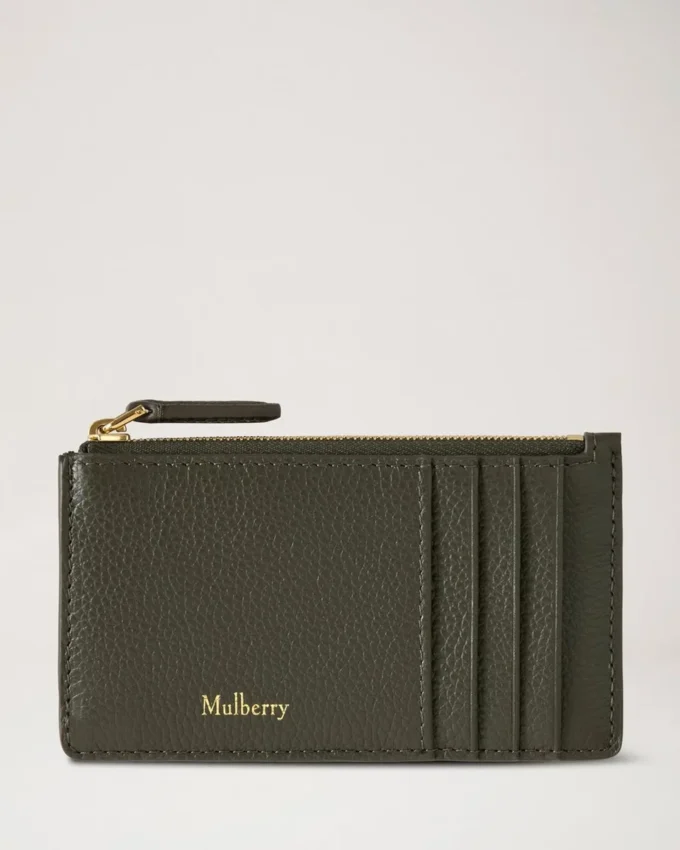 Continental Long Zipped Card Holder Juniper Green Small Classic Grain Continental Long Zipped Card Holder Juniper Green Small Classic Grain
