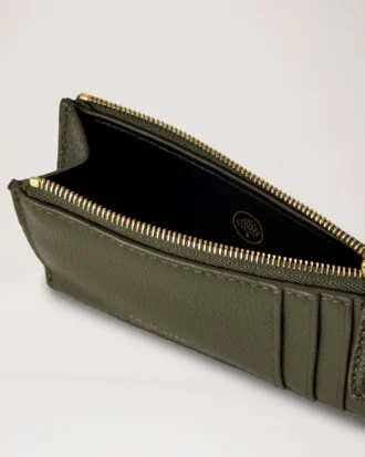 Continental Long Zipped Card Holder Juniper Green Small Classic Grain