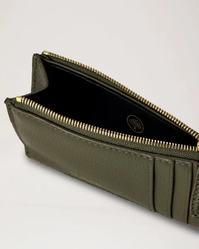 Continental Long Zipped Card Holder Juniper Green Small Classic Grain Continental Long Zipped Card Holder Juniper Green Small Classic Grain