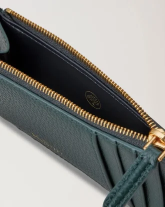 Continental Long Zipped Card Holder Mulberry Green Small Classic Grain