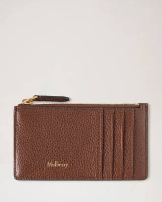 Continental Long Zipped Card Holder Oak Two-Tone Small Classic Grain