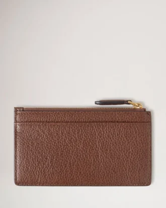 Continental Long Zipped Card Holder Oak Two-Tone Small Classic Grain