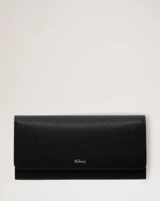 Continental Wallet Black Small Classic Grain Women