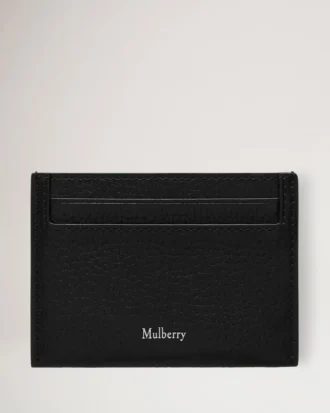 Credit Card Slip Black & Silver Small Classic Grain